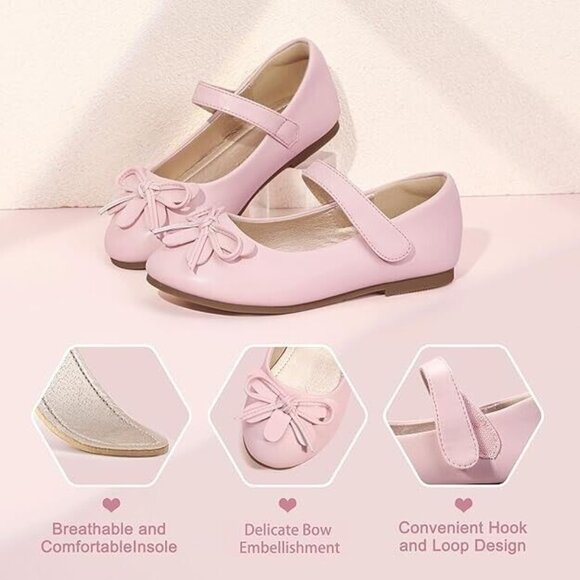Hehainom Girls Dress Shoes with Flower - Size 8. Pink Pu Color - Picture 3 of 9